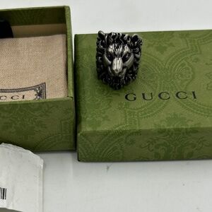 Gucci Lionhead motif Ring in silver made in Italy size 8.5